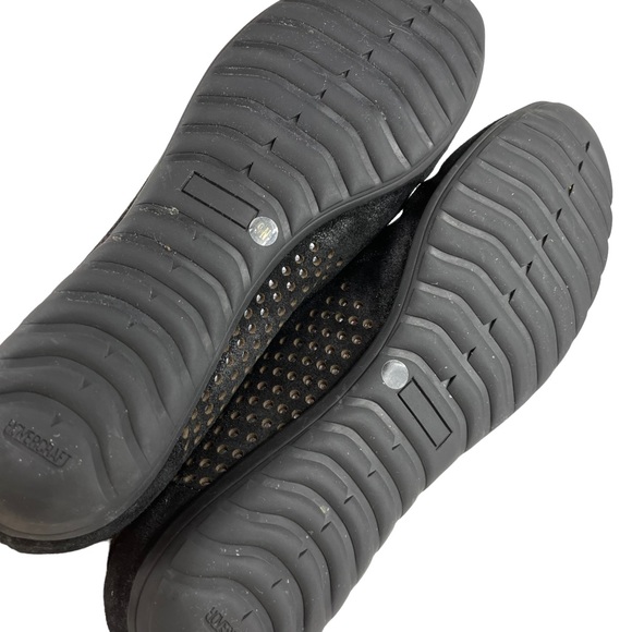 Sesto Meucci Black Suede SlipOn 9 Narrow Hovercraft Sole Silver Punched Leather - Picture 16 of 16